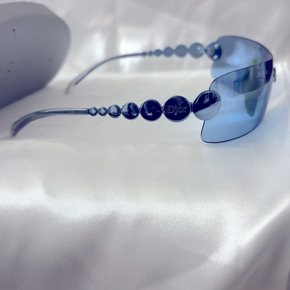 Authentic DIOR Ruthenium 54L Blue Silver Sunglasses PreOwned